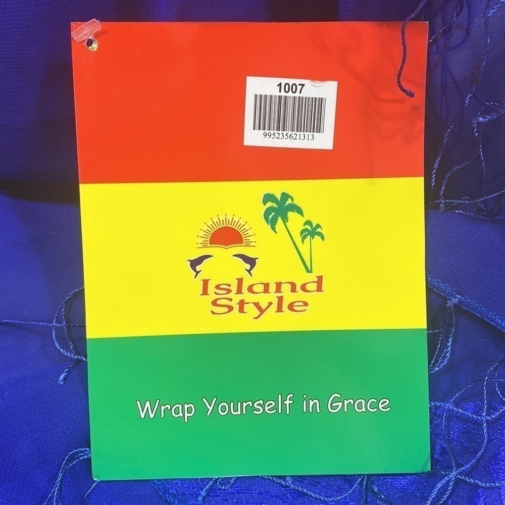 NWT Island style blue bathing suit cover up / wrap - Picture 7 of 10